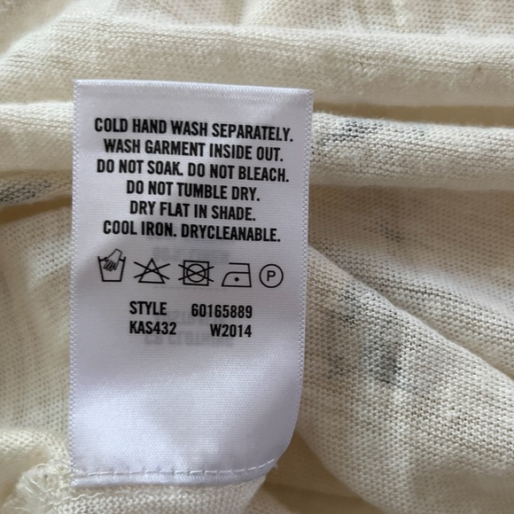 Country Road Top Tee Women’s Sz S White Black Bird Print Linen Blend Long Sleeve - Picture 10 of 10